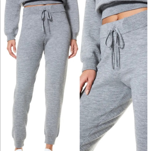 NEW • Alice + Olivia • Harry Slim Wool Sweatpants Ribbed Cuffs Heather Gray XS - Picture 2 of 5